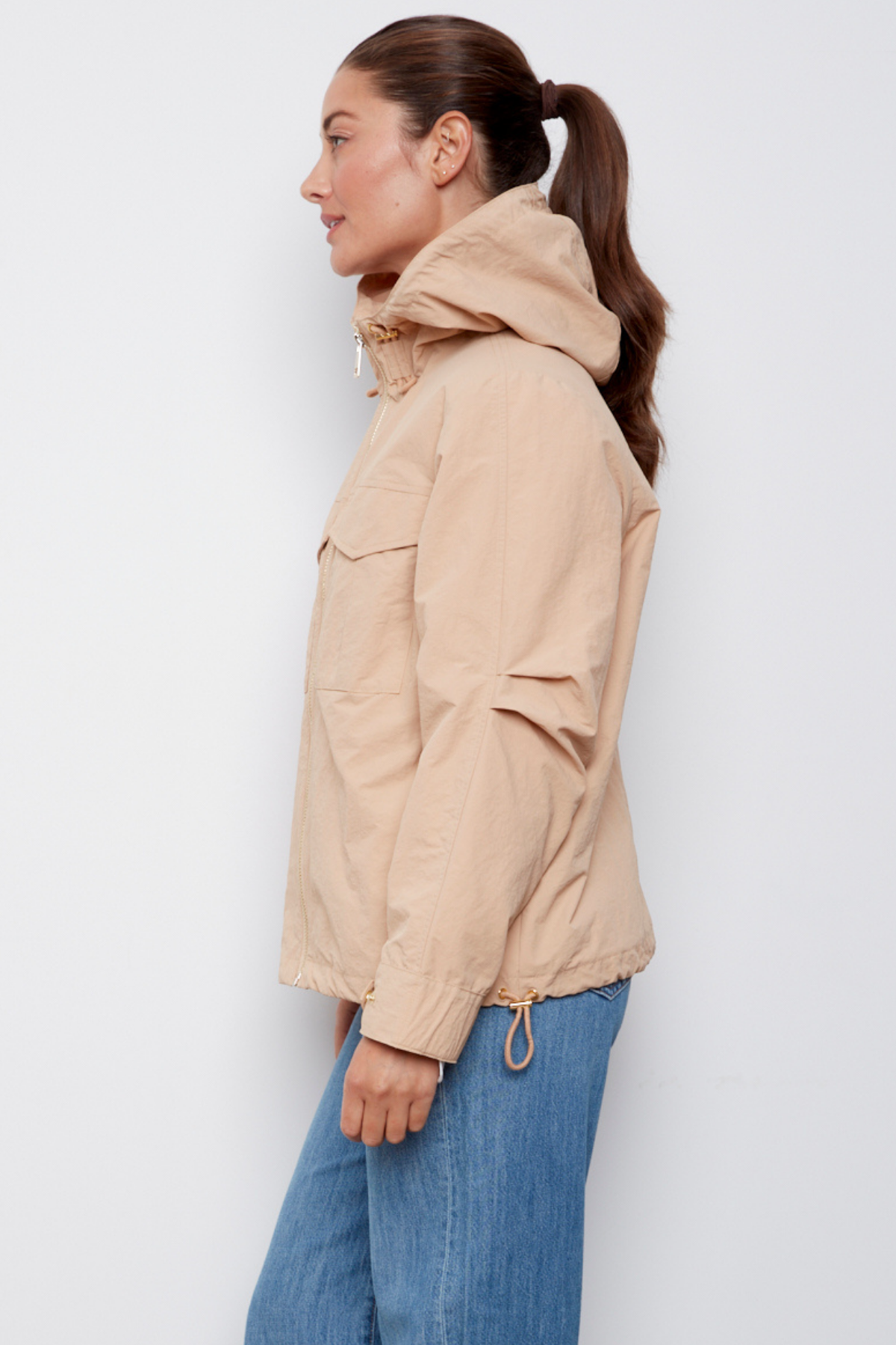 Charlie, hooded zip front windbreaker