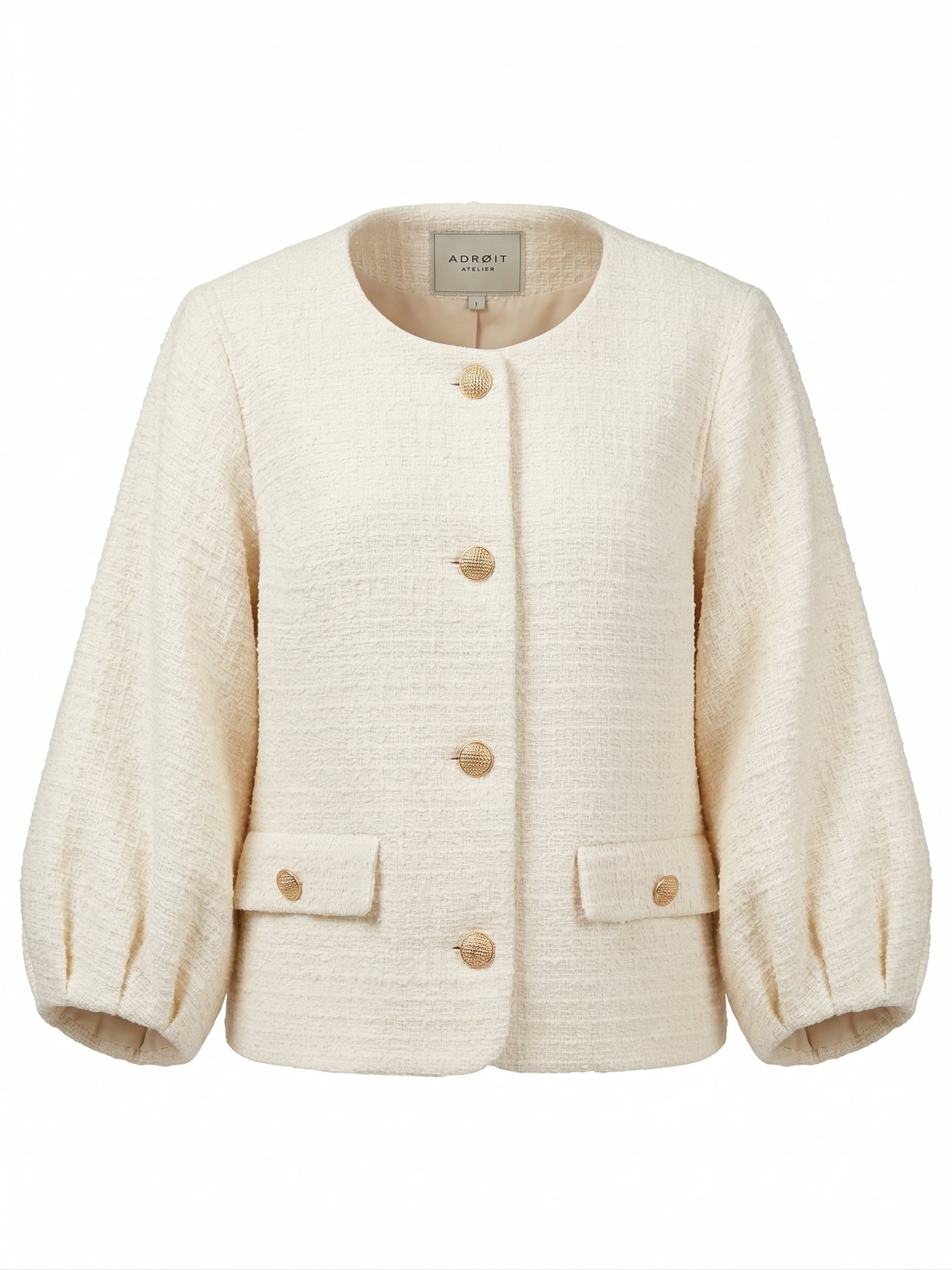 Charlotte, textured woven button-front jacket