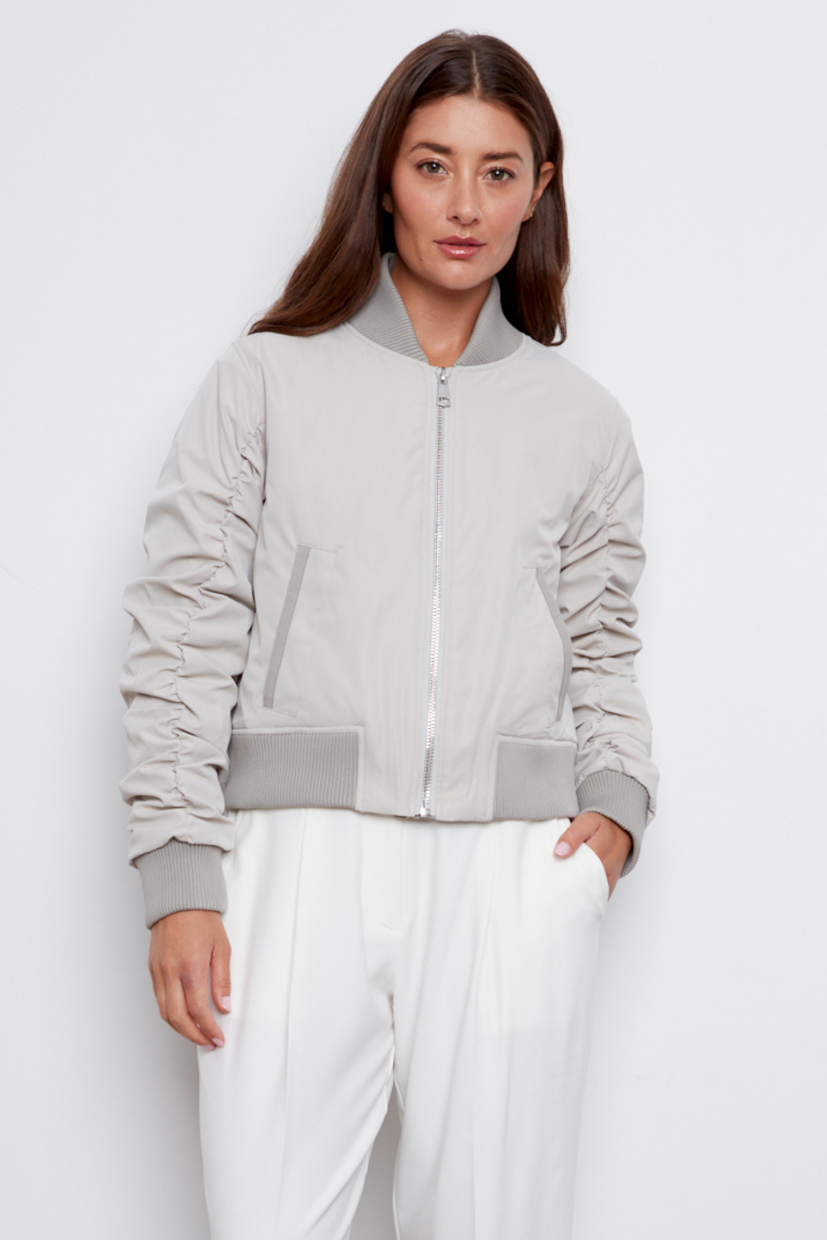 Cierra, bomber jacket with shirring detail