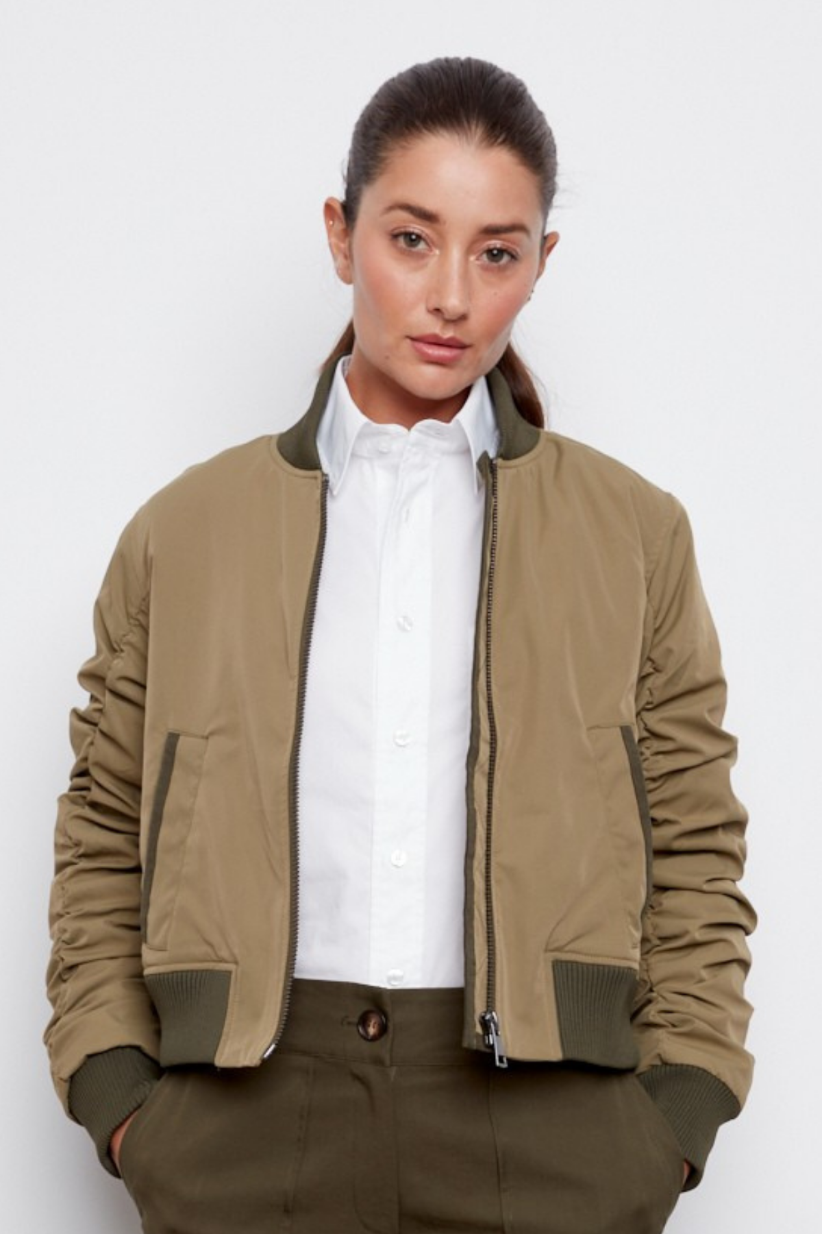 Cierra, bomber jacket with shirring detail