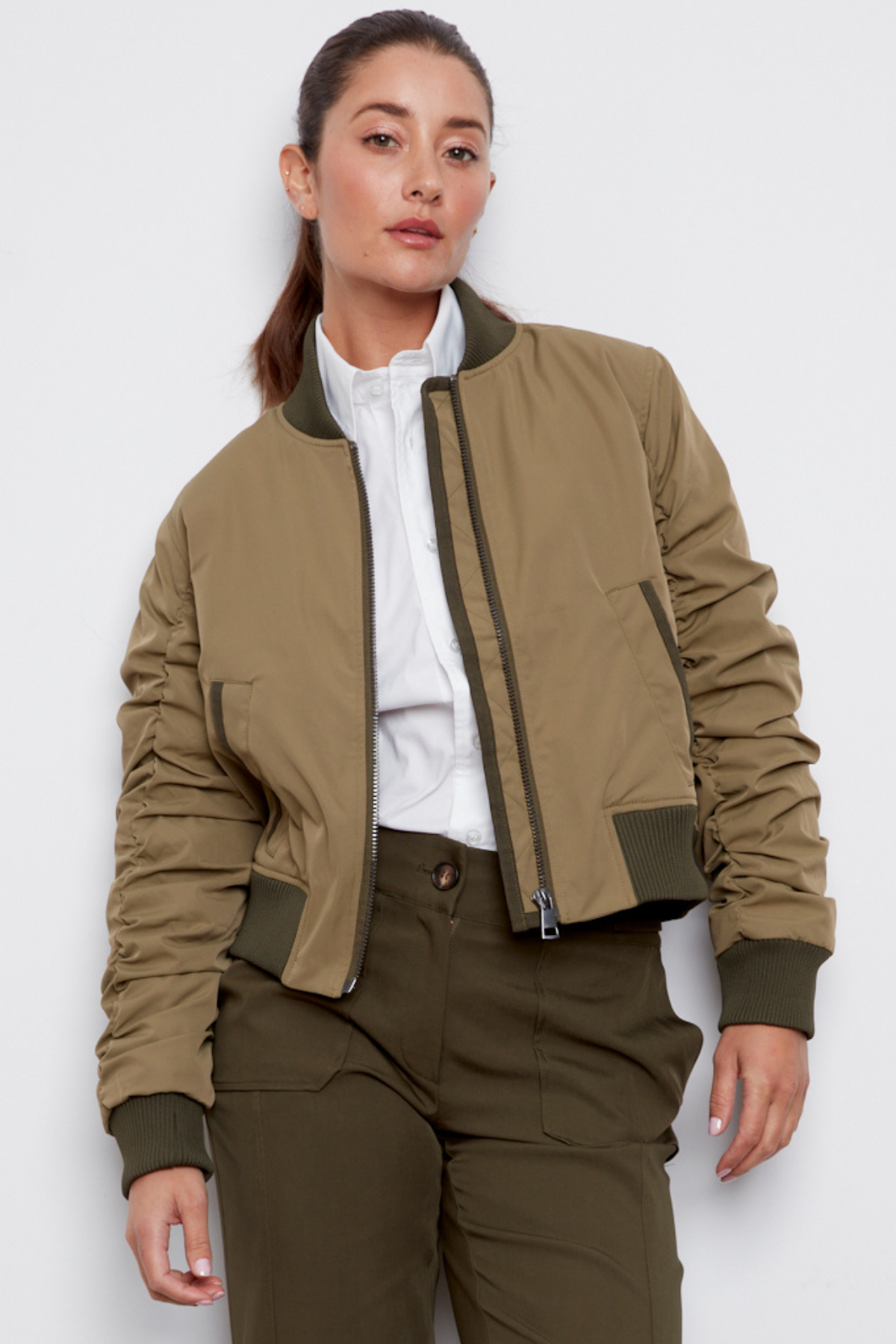 Cierra, bomber jacket with shirring detail