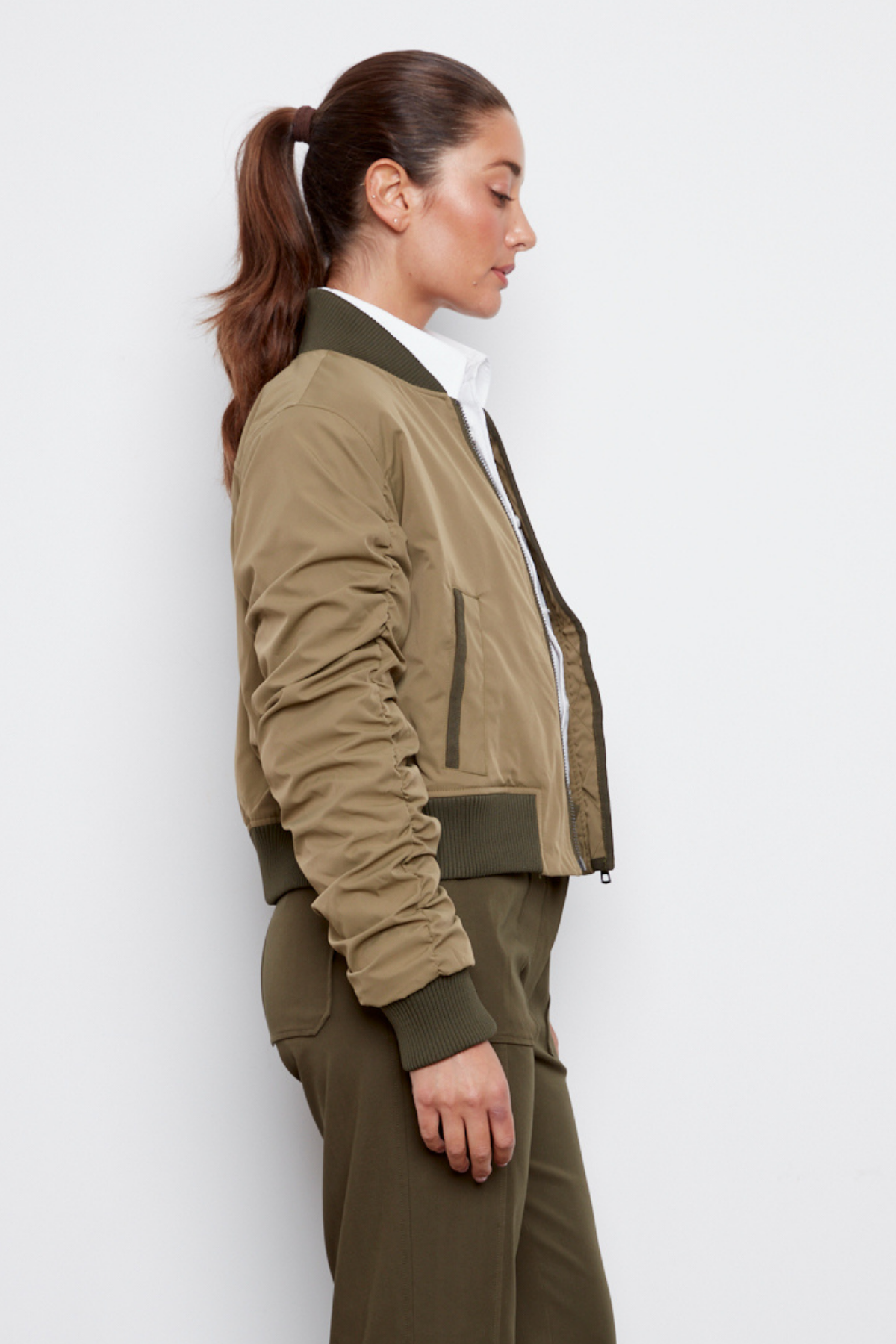 Cierra, bomber jacket with shirring detail