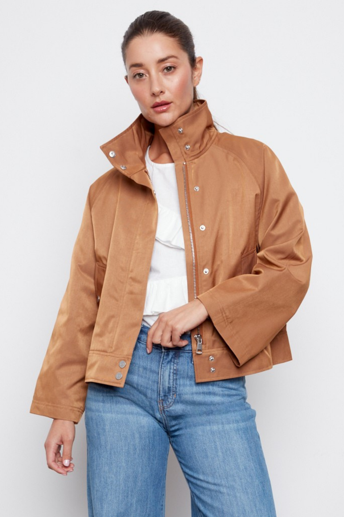 Clarke, funnel-neck jacket with zip closure
