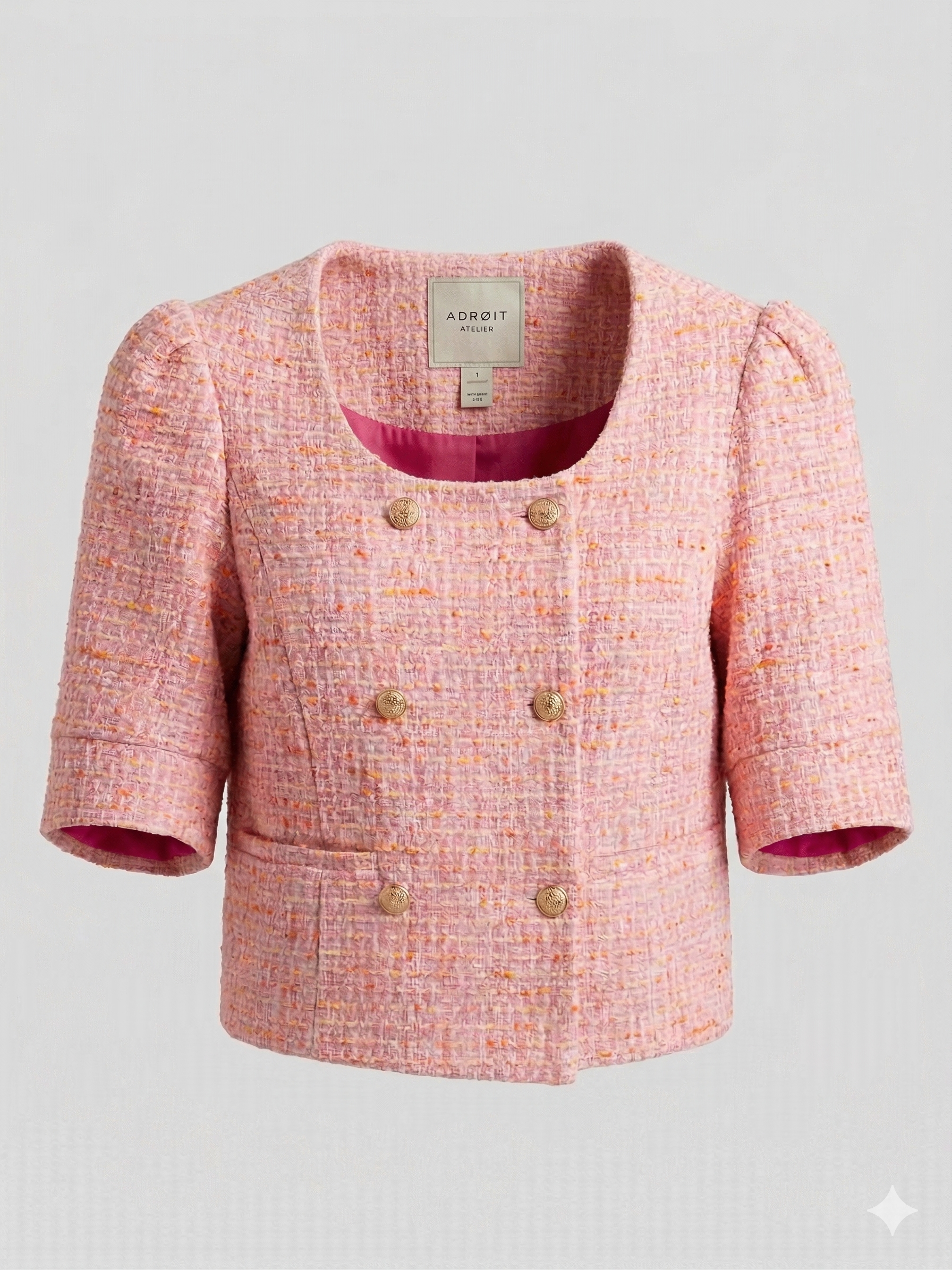 Cricket, double breasted textured woven short blazer