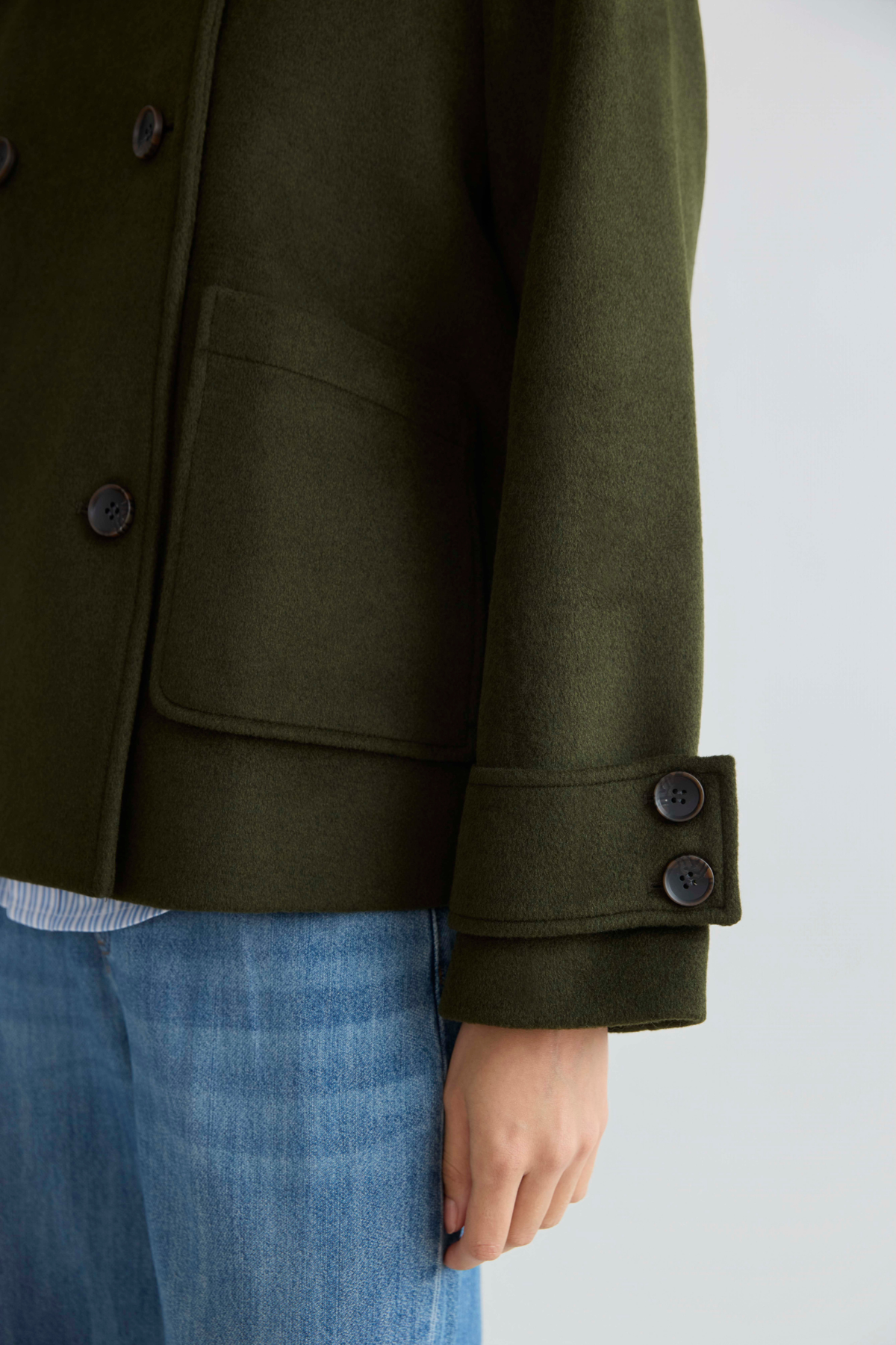 Dakota, double breasted funnel neck short jacket