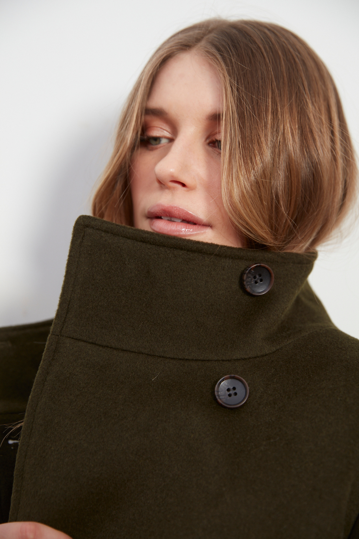 Dakota, double breasted funnel neck short jacket