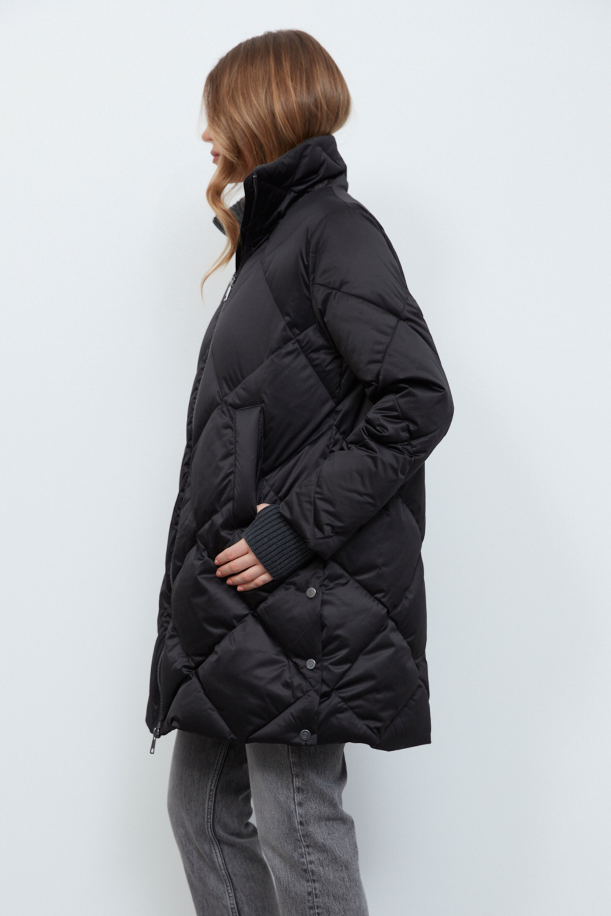 Dana, manteau en duvet matelassé à losanges avec col montant
