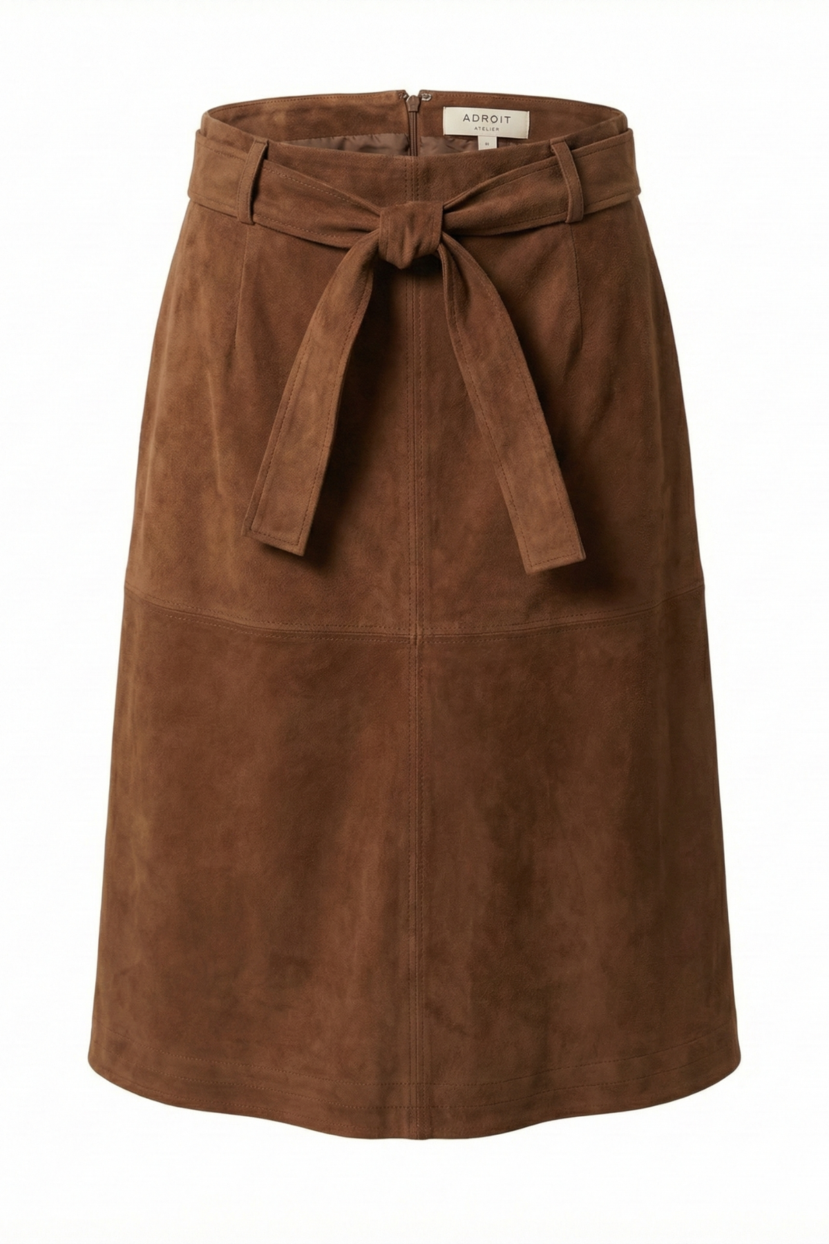 Dandy, slighlty A-line belted faux suede skirt