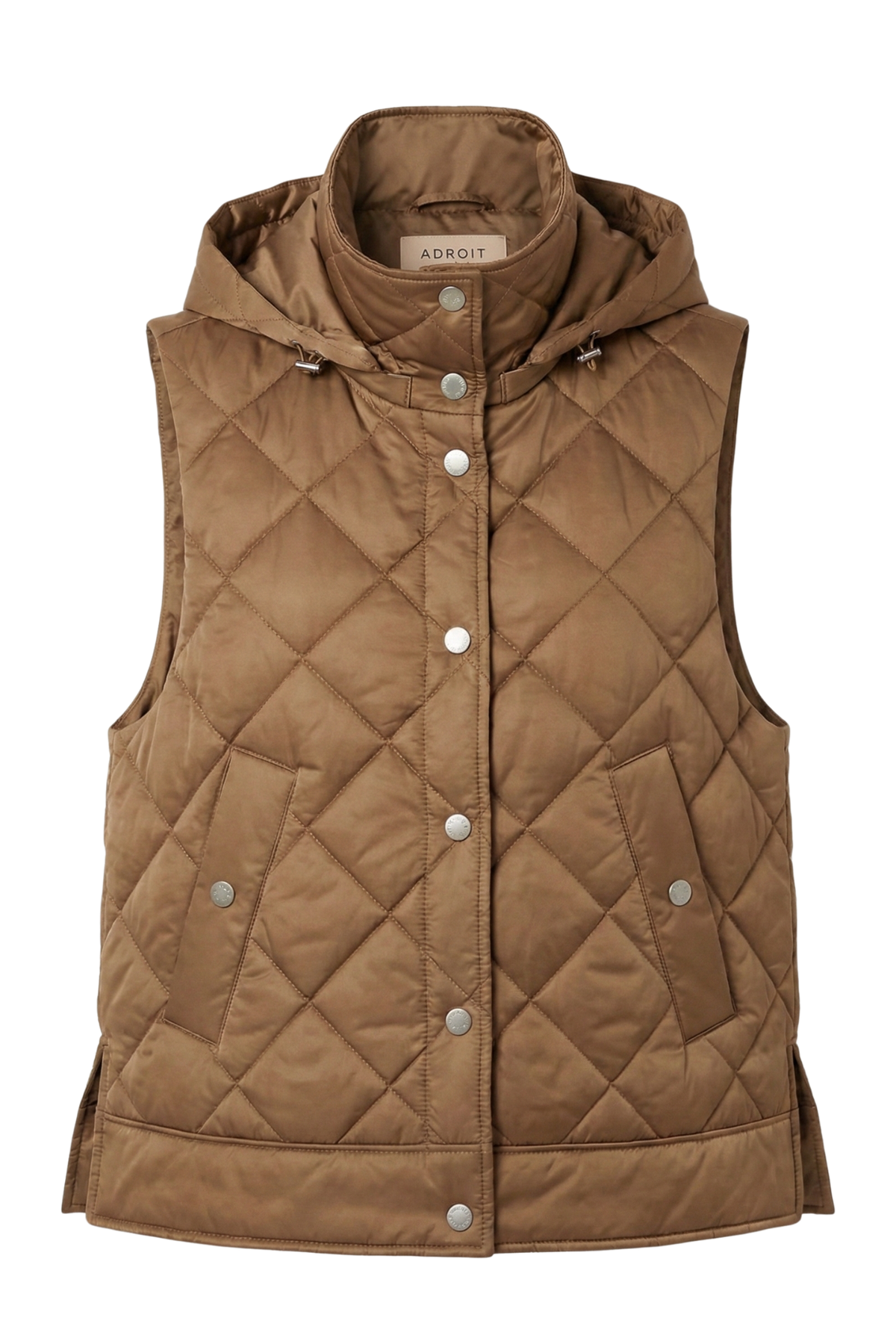 Daniela, sleeveless diamond quilted vest w/detachable hood