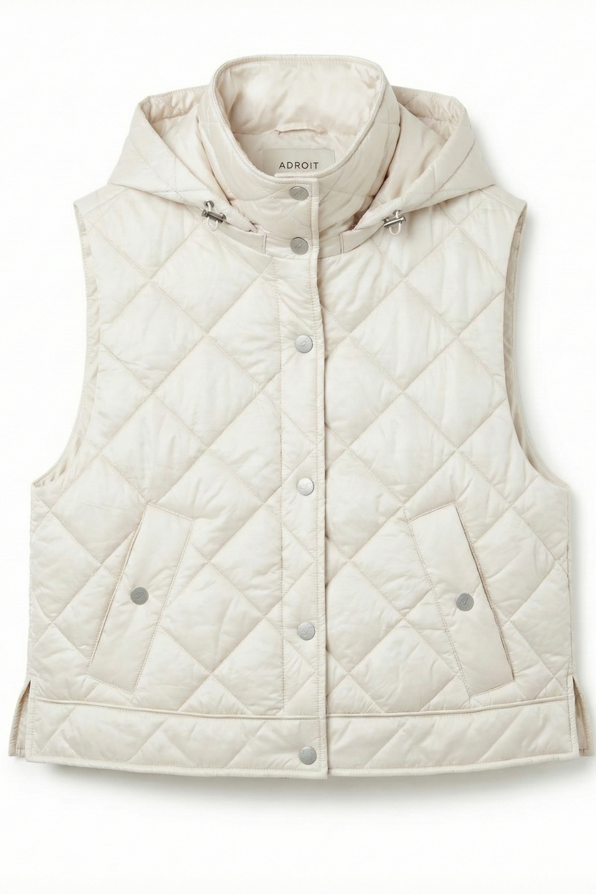 Daniela, sleeveless diamond quilted vest w/detachable hood