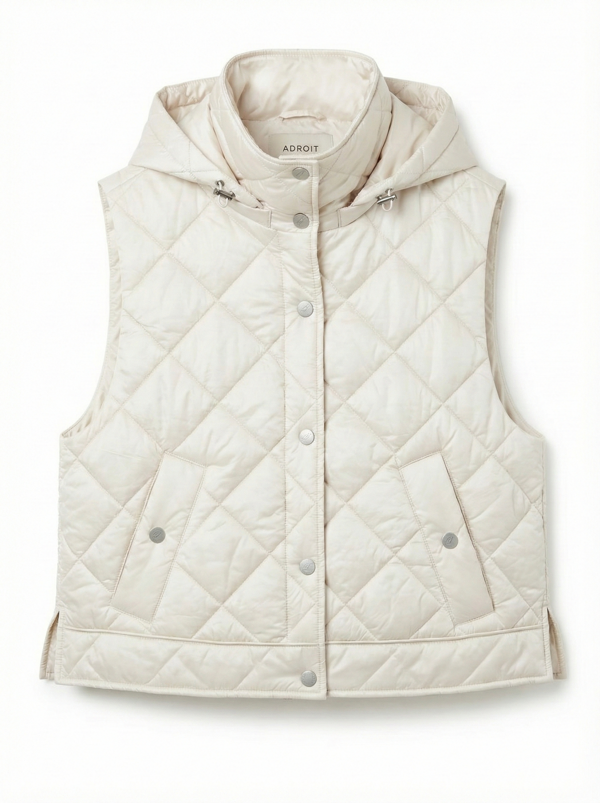 Daniela, sleeveless diamond quilted vest w/detachable hood