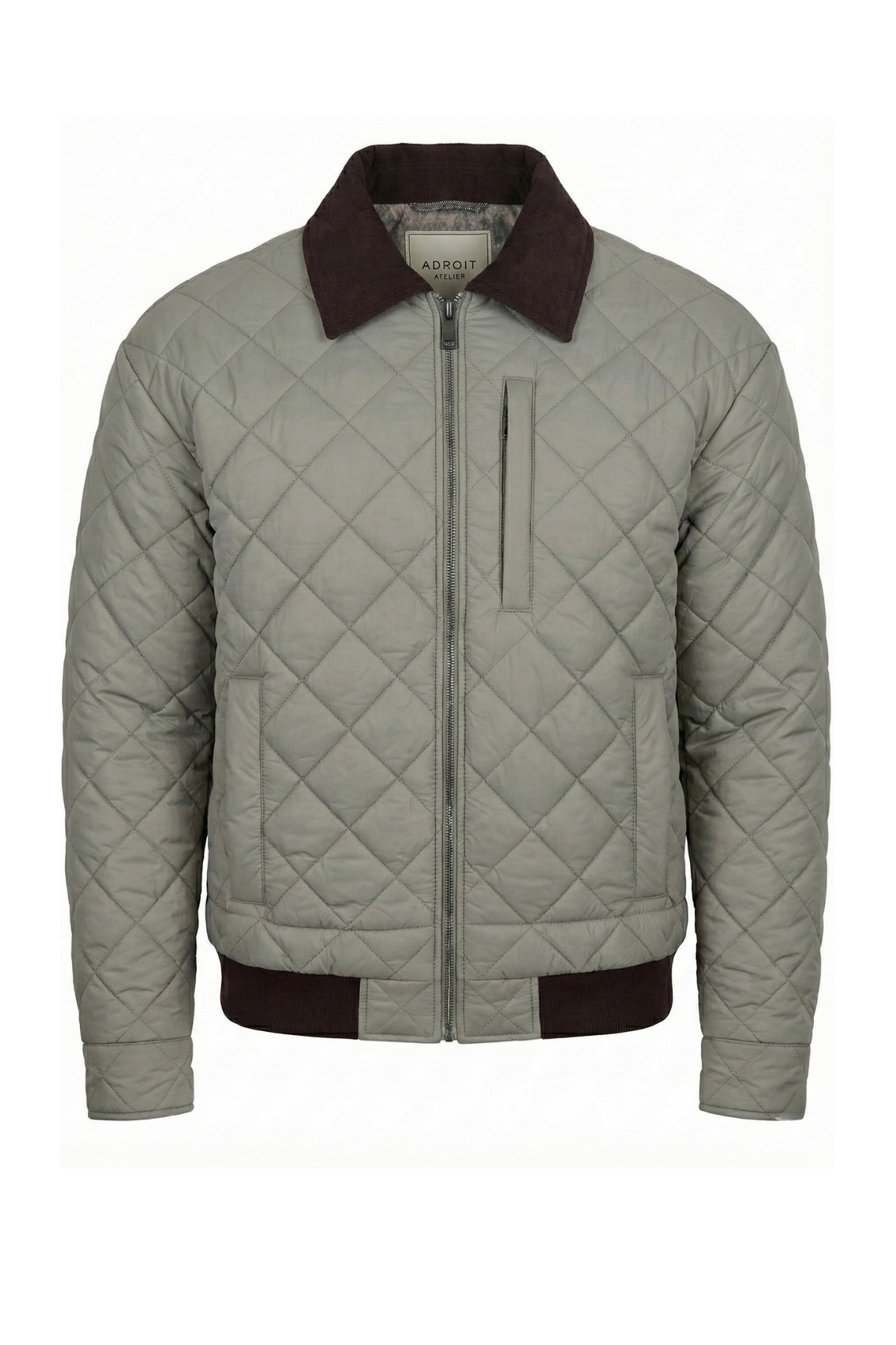 Delaney, diamond-quilted jacket w/ corduroy details