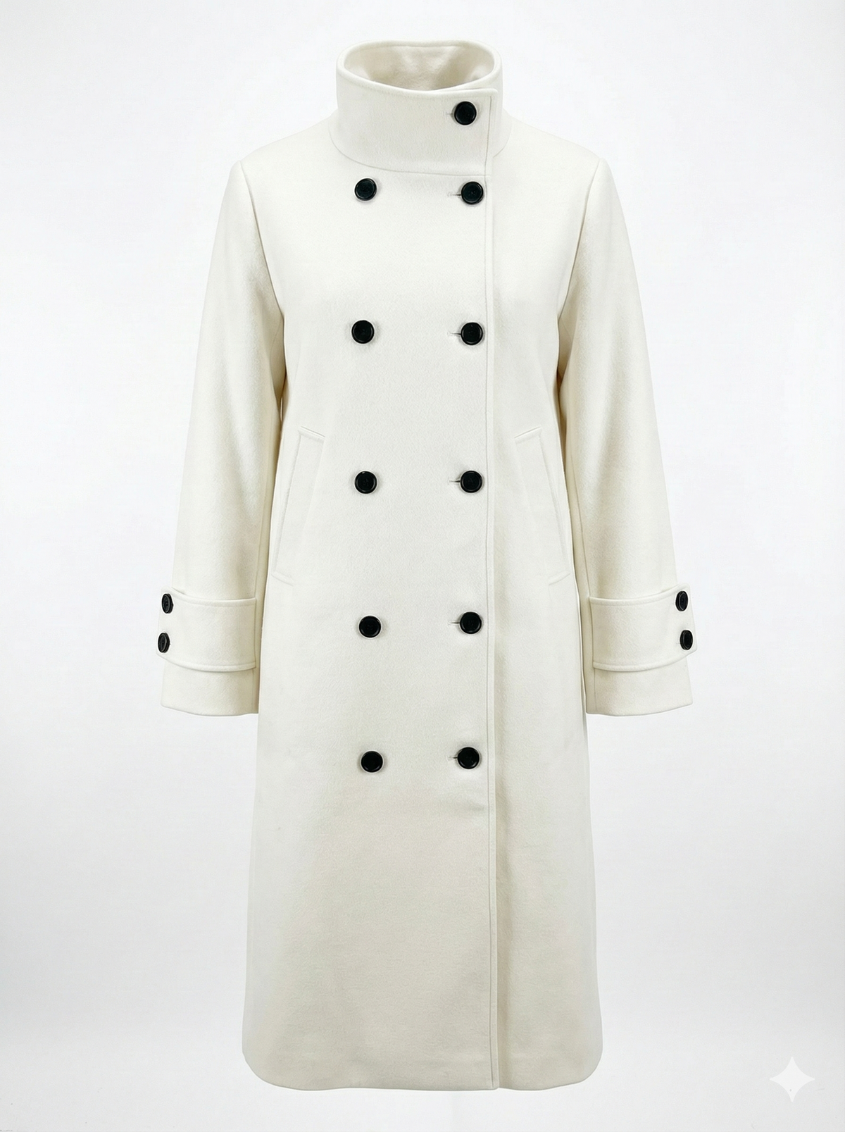 Dorian, long double-breasted funnel-neck coat