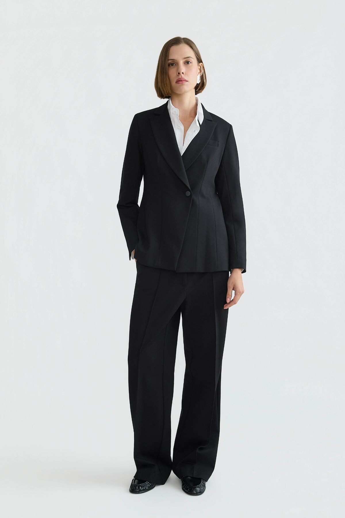 Drew, single-breasted asymetrical stretch ponte blazer