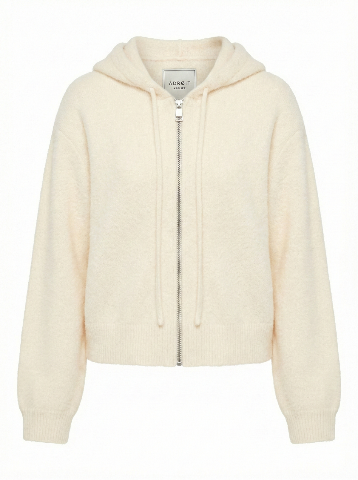 Dulce, knitted eyelash zipped front hoodie