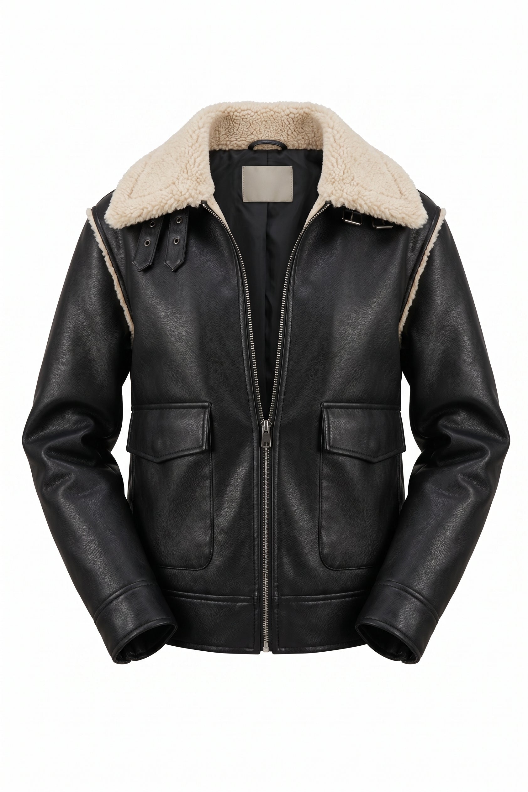 Manteau aviateur en cuir vegan doublé Parker