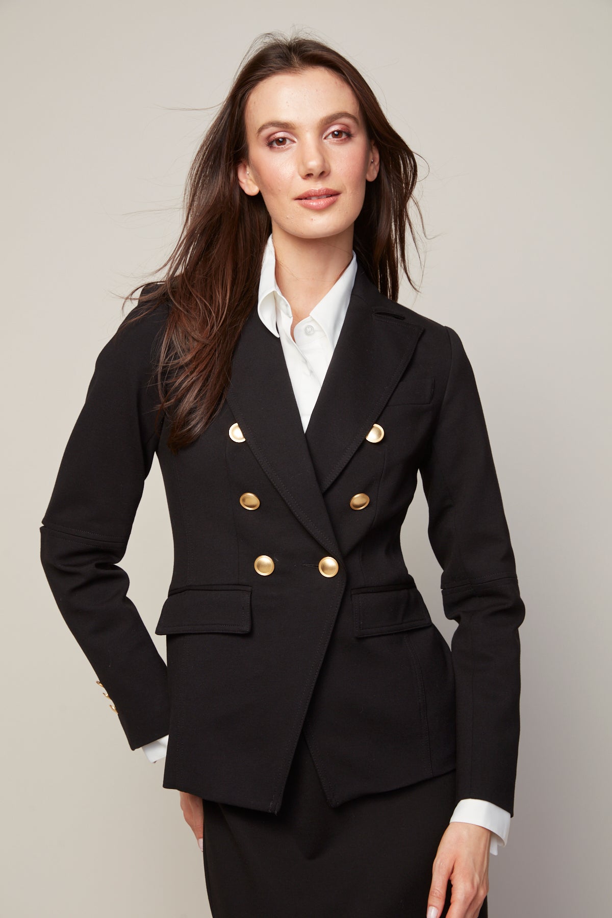 Blazer extensible James à double boutonnage avec détails aux coudes