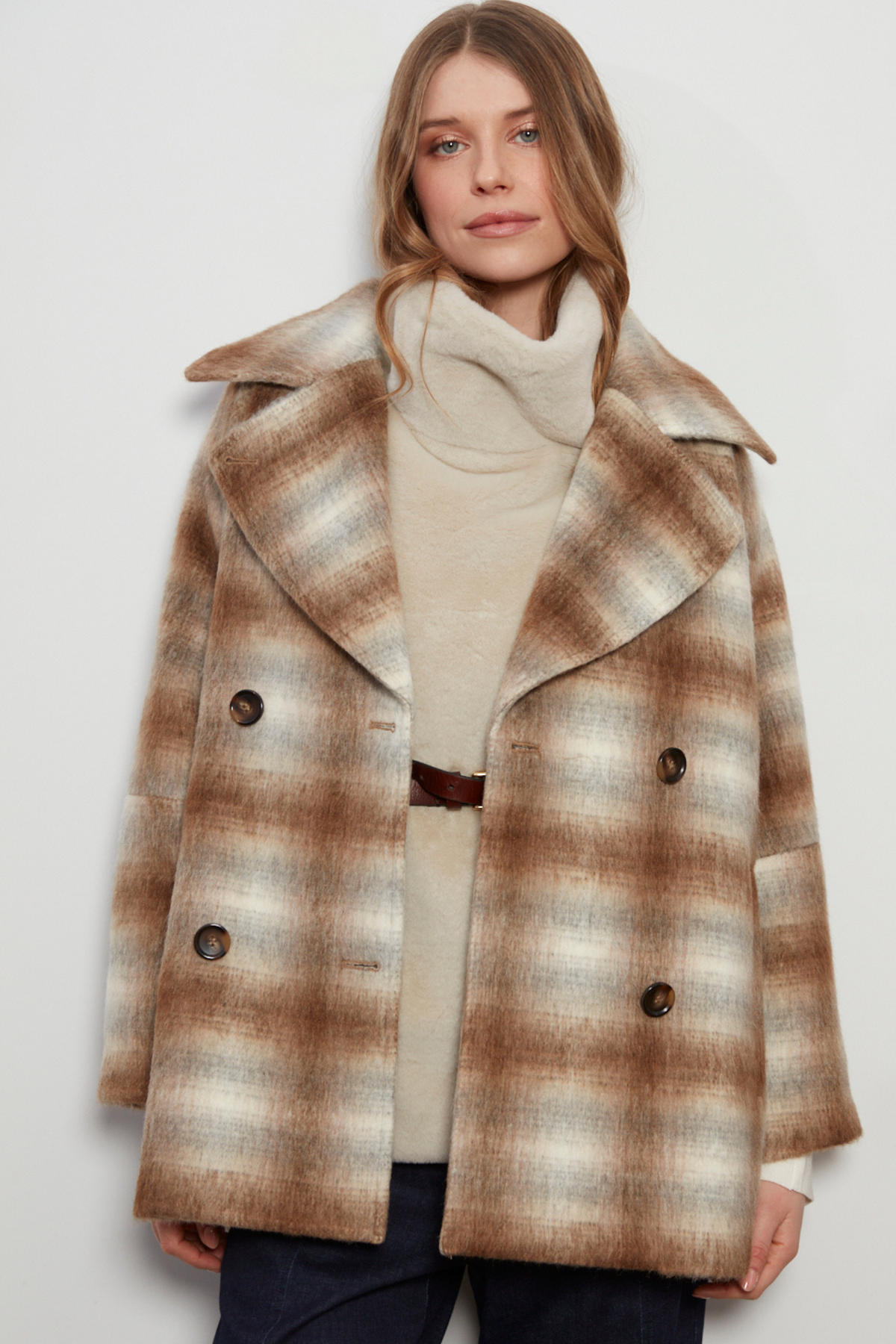 Jordan, double-breasted raglan sleeve wool blend coat