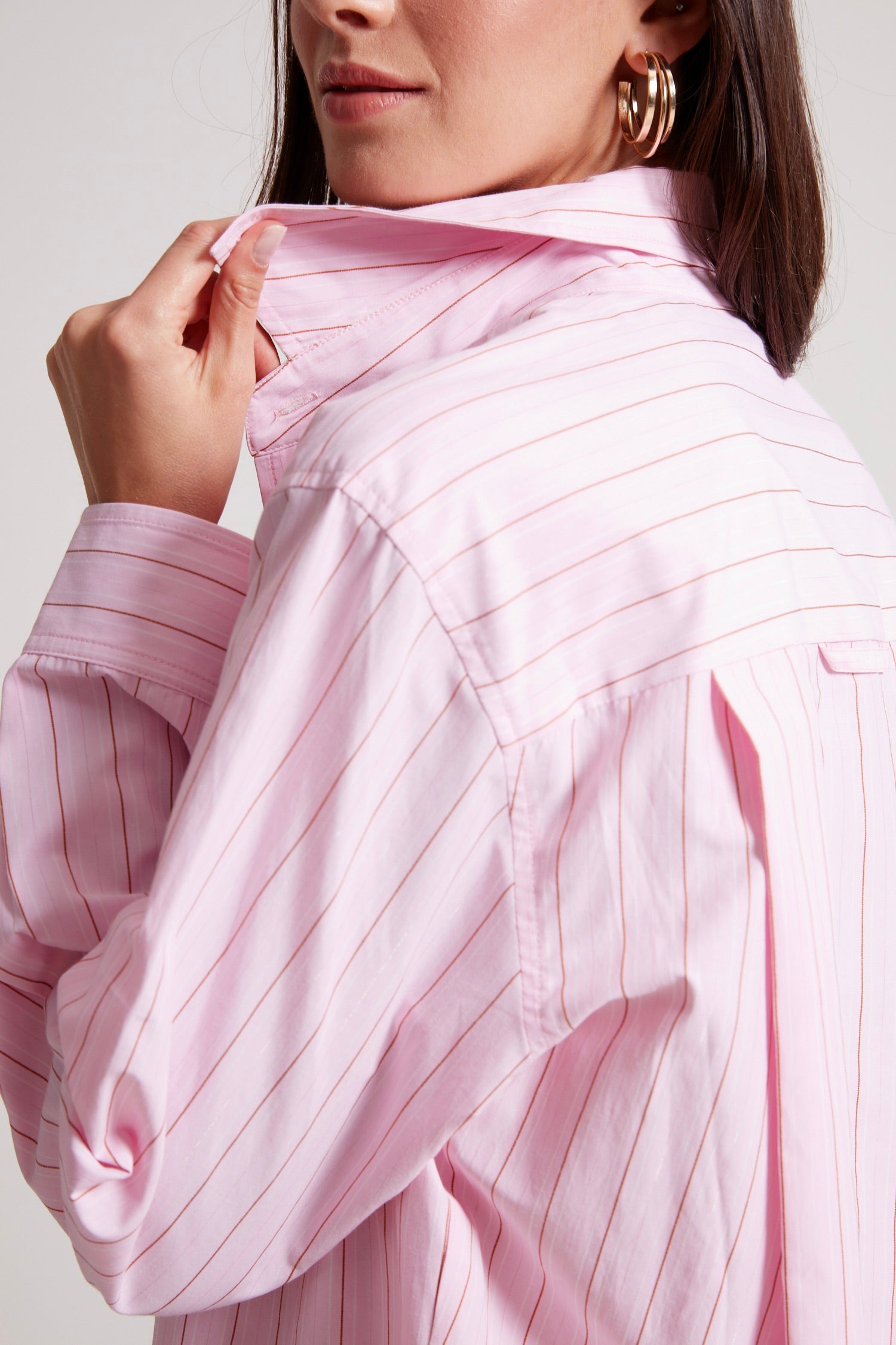 Kean boyfriend striped button down shirt