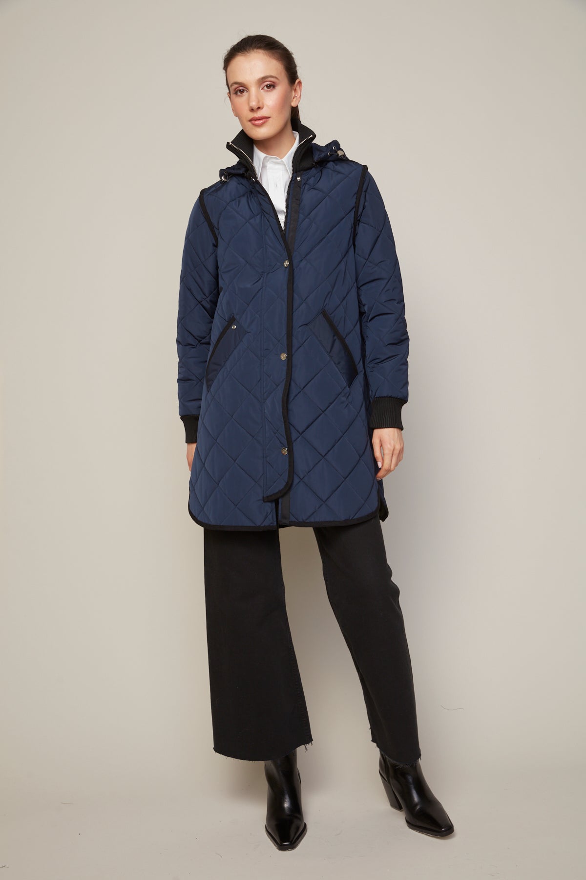 Libby, manteau matelassé à fermeture éclair avec capuchon amovible