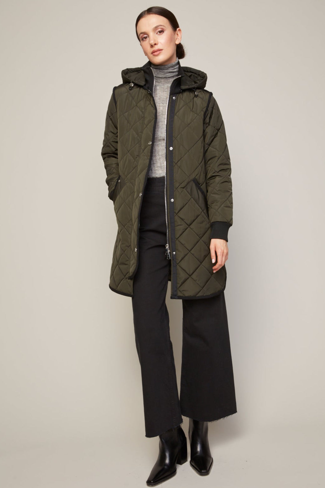 Libby, manteau matelassé à fermeture éclair avec capuchon amovible