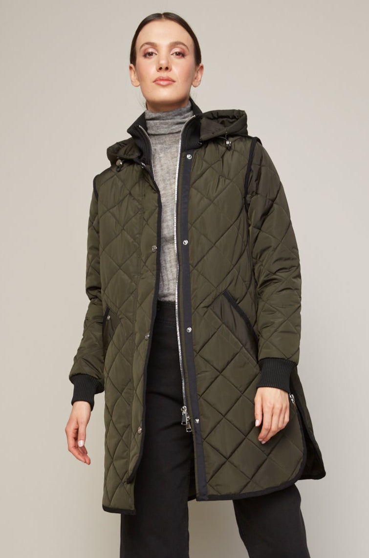 Libby, manteau matelassé à fermeture éclair avec capuchon amovible