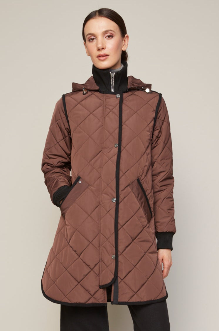 Libby, manteau matelassé à fermeture éclair avec capuchon amovible