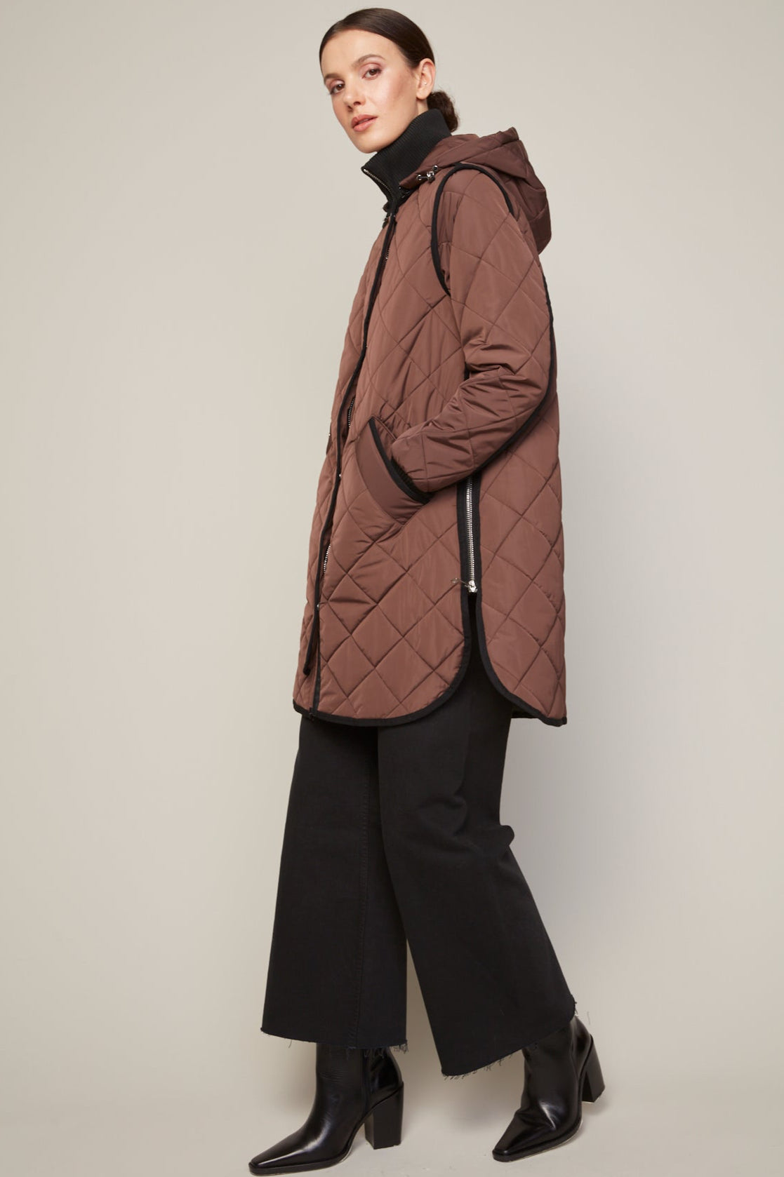 Libby, manteau matelassé à fermeture éclair avec capuchon amovible