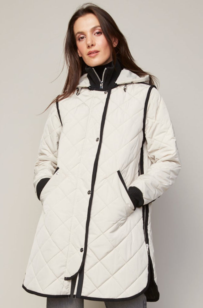 Libby, manteau matelassé à fermeture éclair avec capuchon amovible
