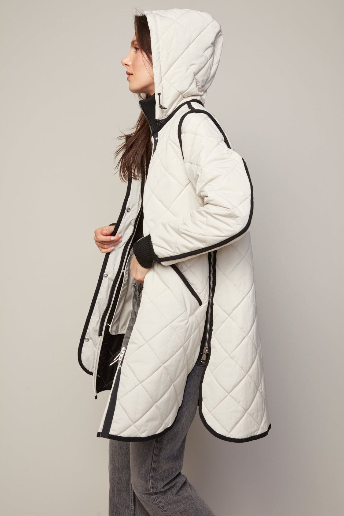 Libby, manteau matelassé à fermeture éclair avec capuchon amovible