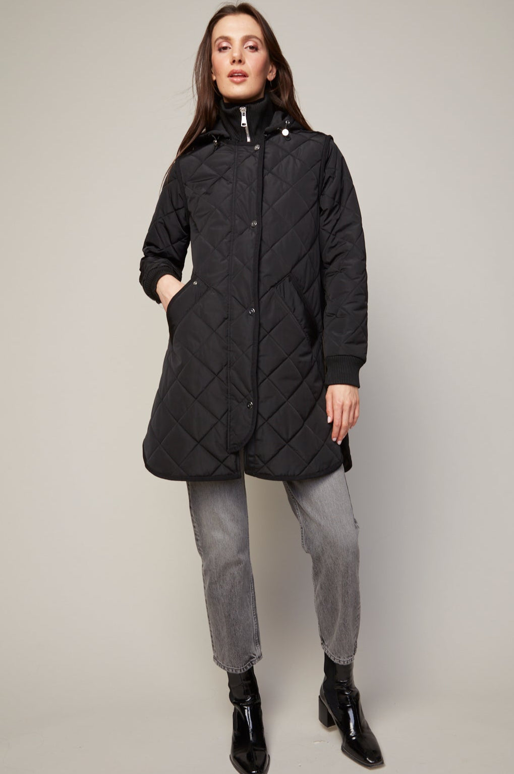 Libby, manteau matelassé à fermeture éclair avec capuchon amovible
