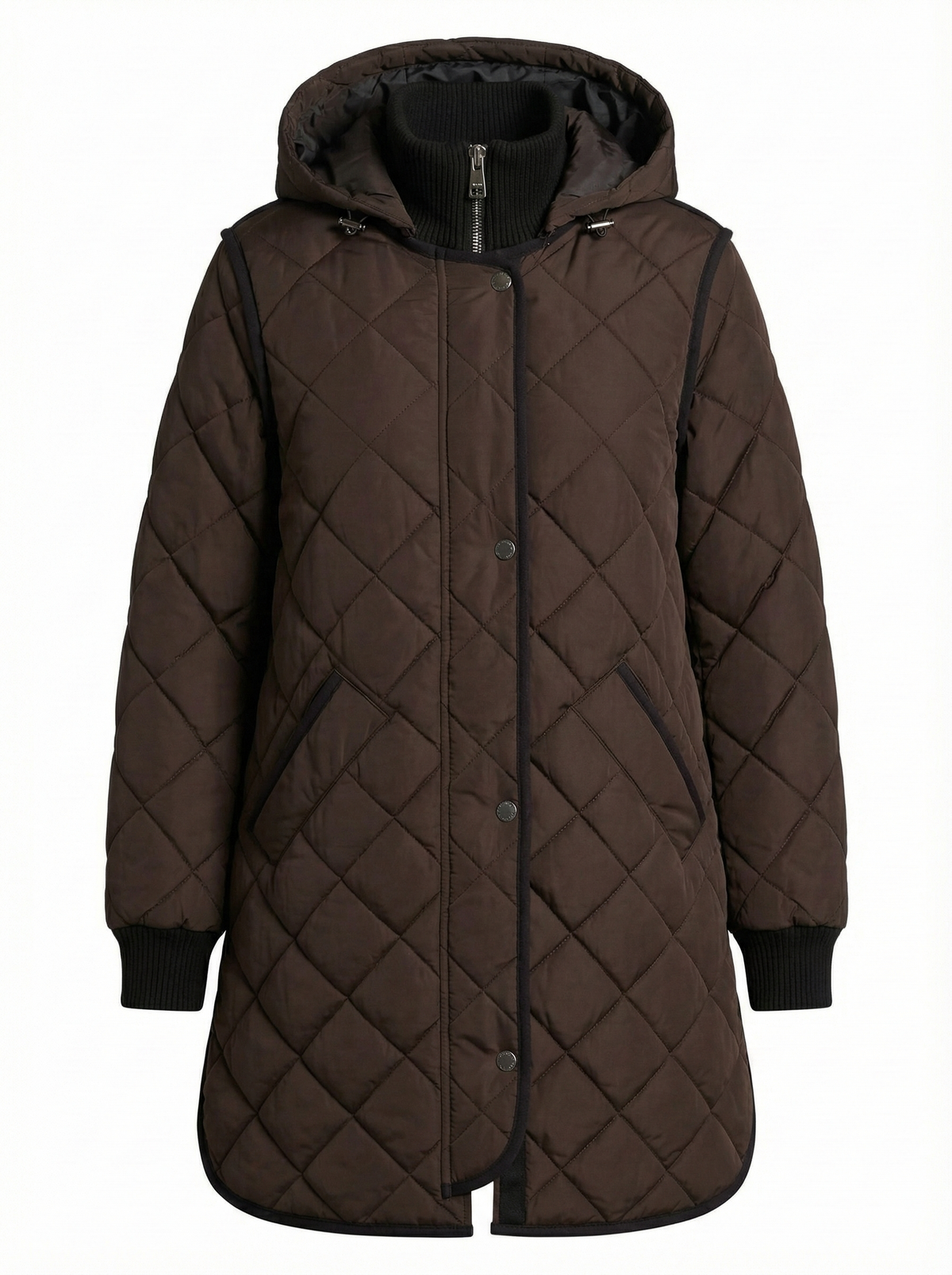 Libby, quilted full zip coat with removable hood