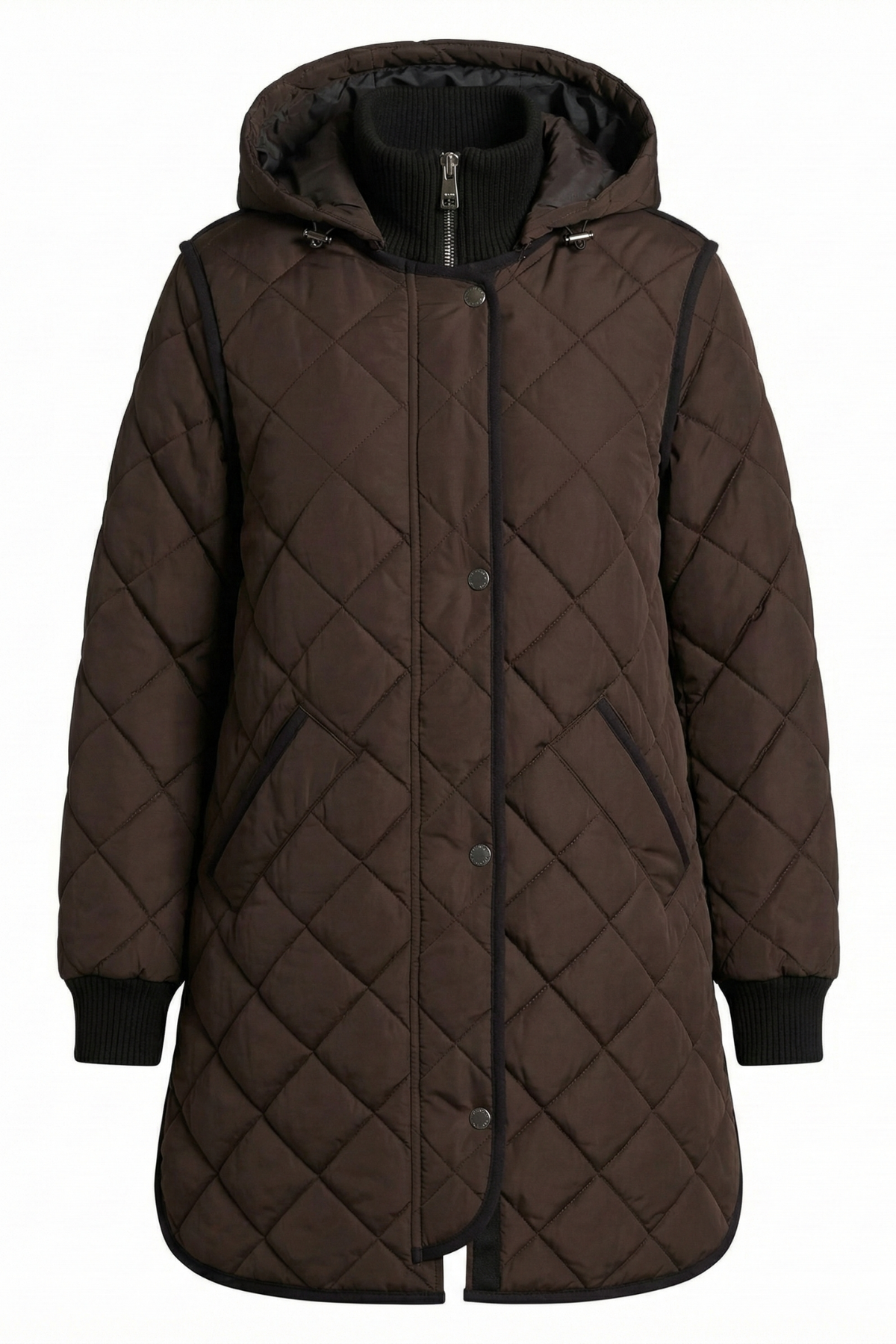 Libby, quilted full zip coat with removable hood