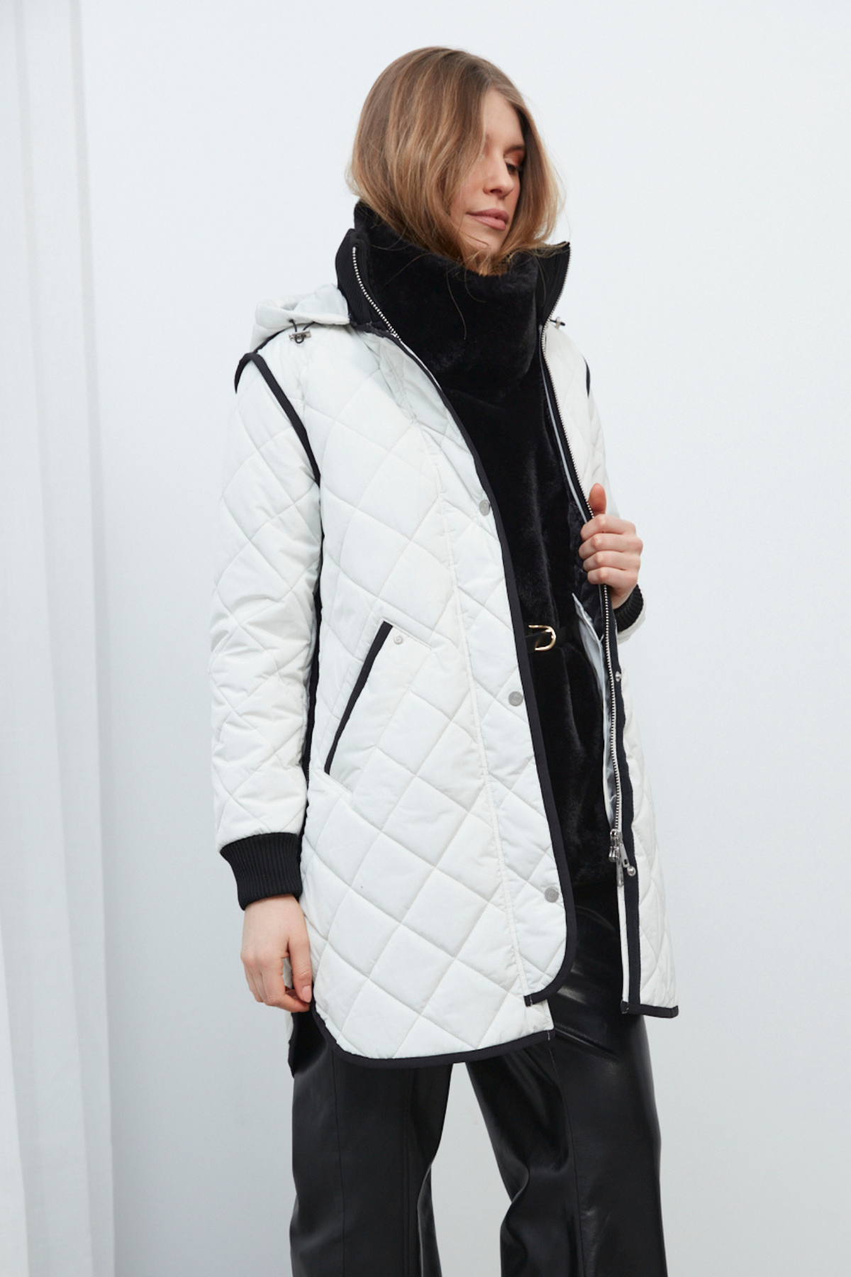 Libby, quilted full zip coat with removable hood