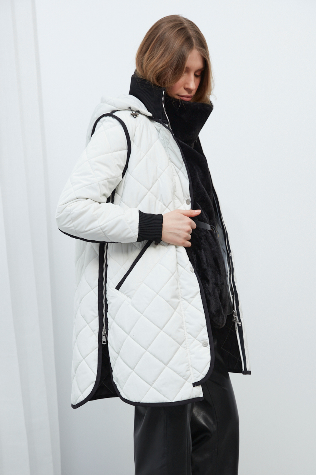 Libby, quilted full zip coat with removable hood