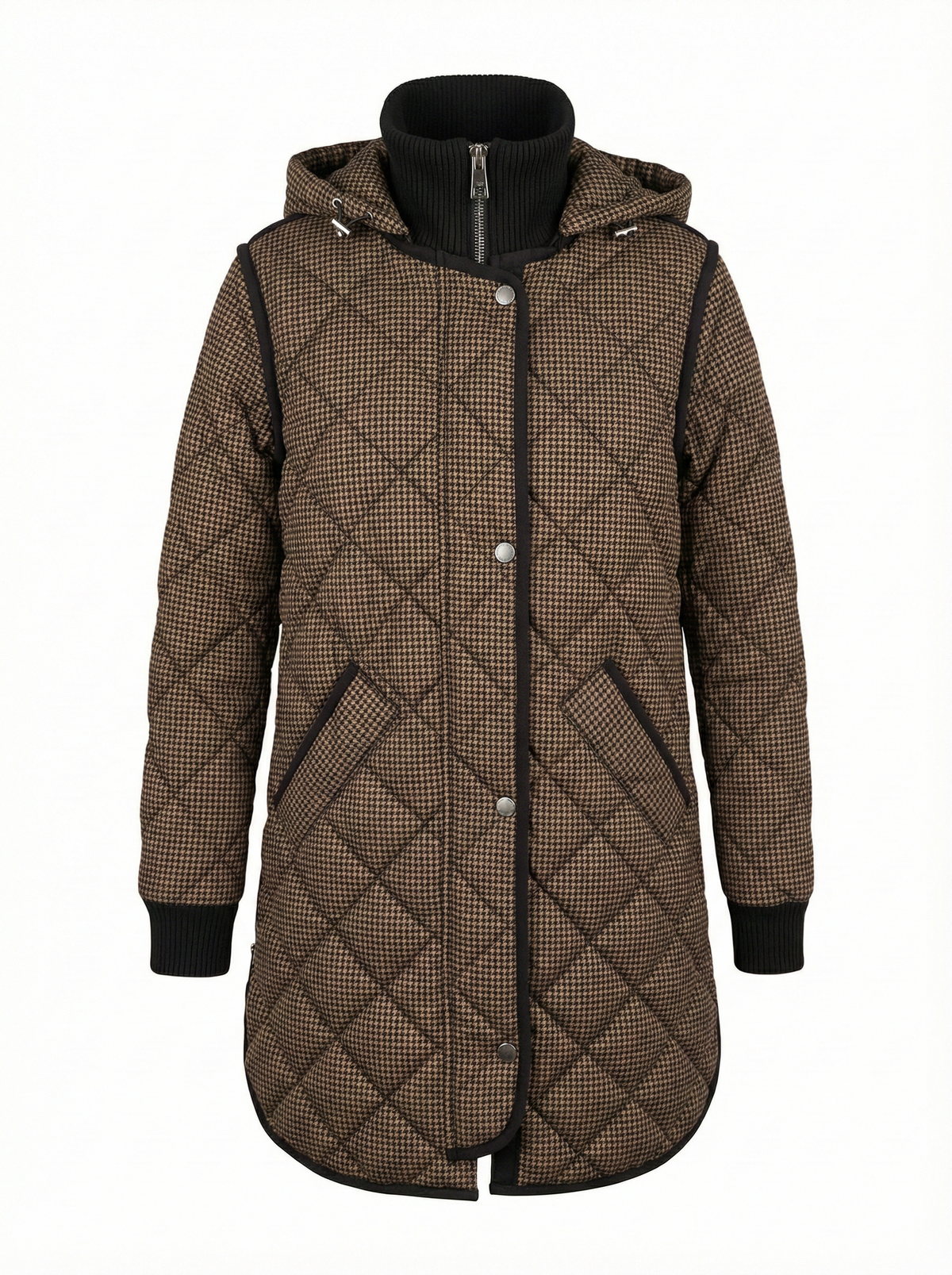 Libby, quilted full zip coat with removable hood