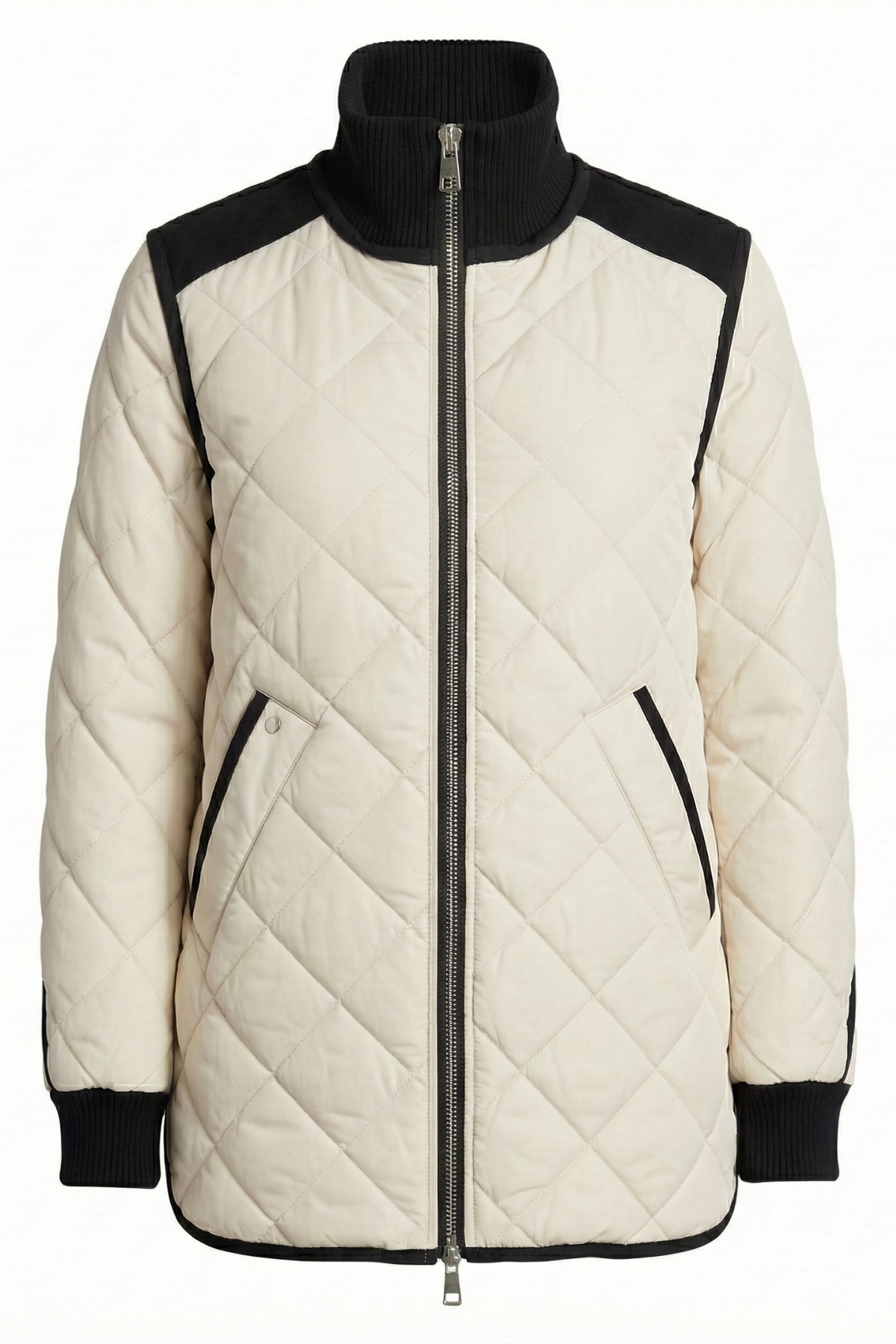 Livia, high-rib funnel-neck collar quilted jacket