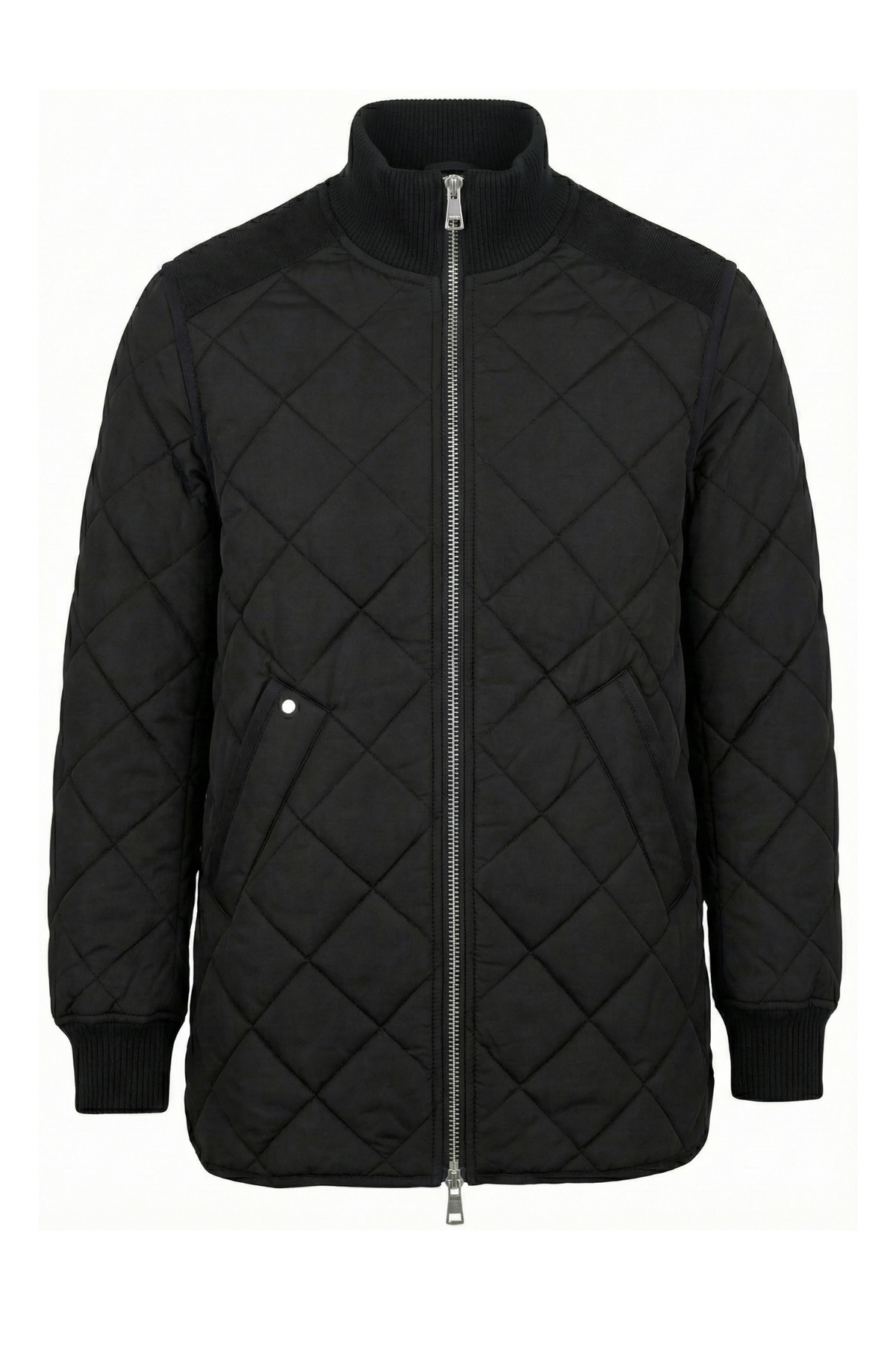 Livia, high-rib funnel-neck collar quilted jacket