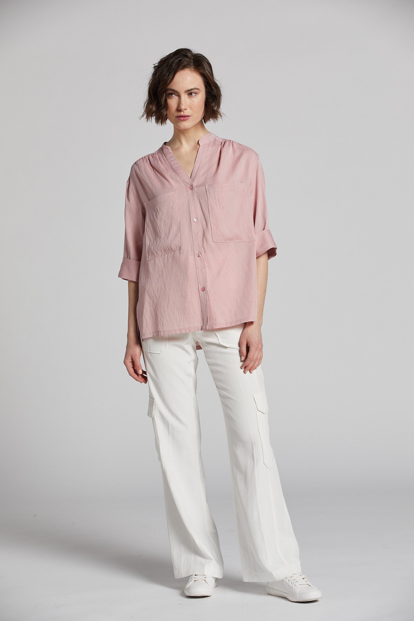 Nala Oxford Shirting Patch Pocket Blouse