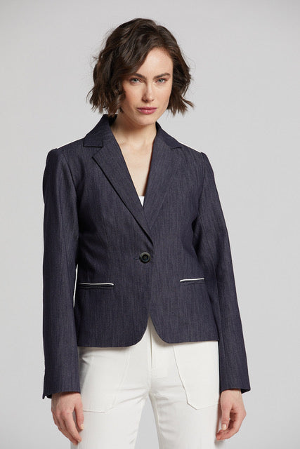 Noa single breasted stretch blazer with piping