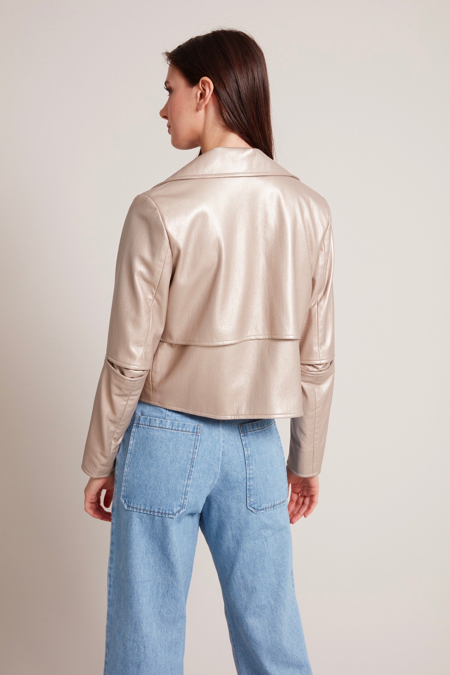 Ninon short vegan leather open front jacket