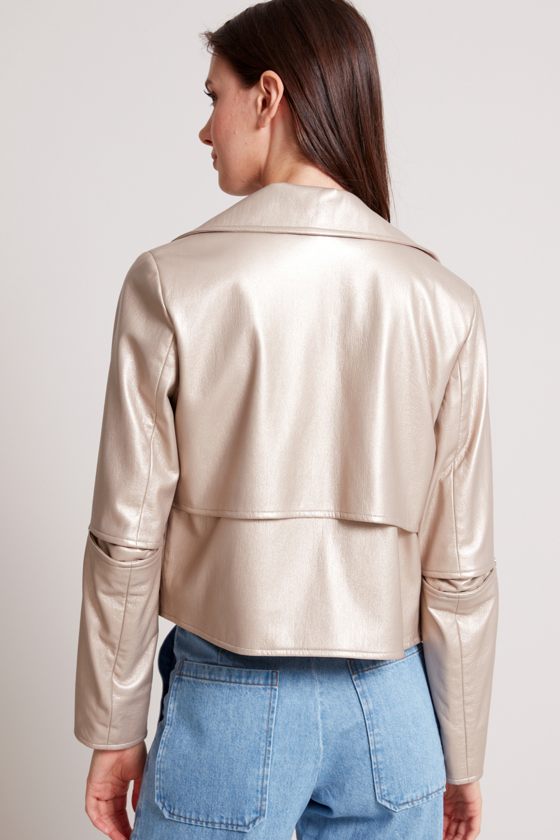 Ninon short vegan leather open front jacket
