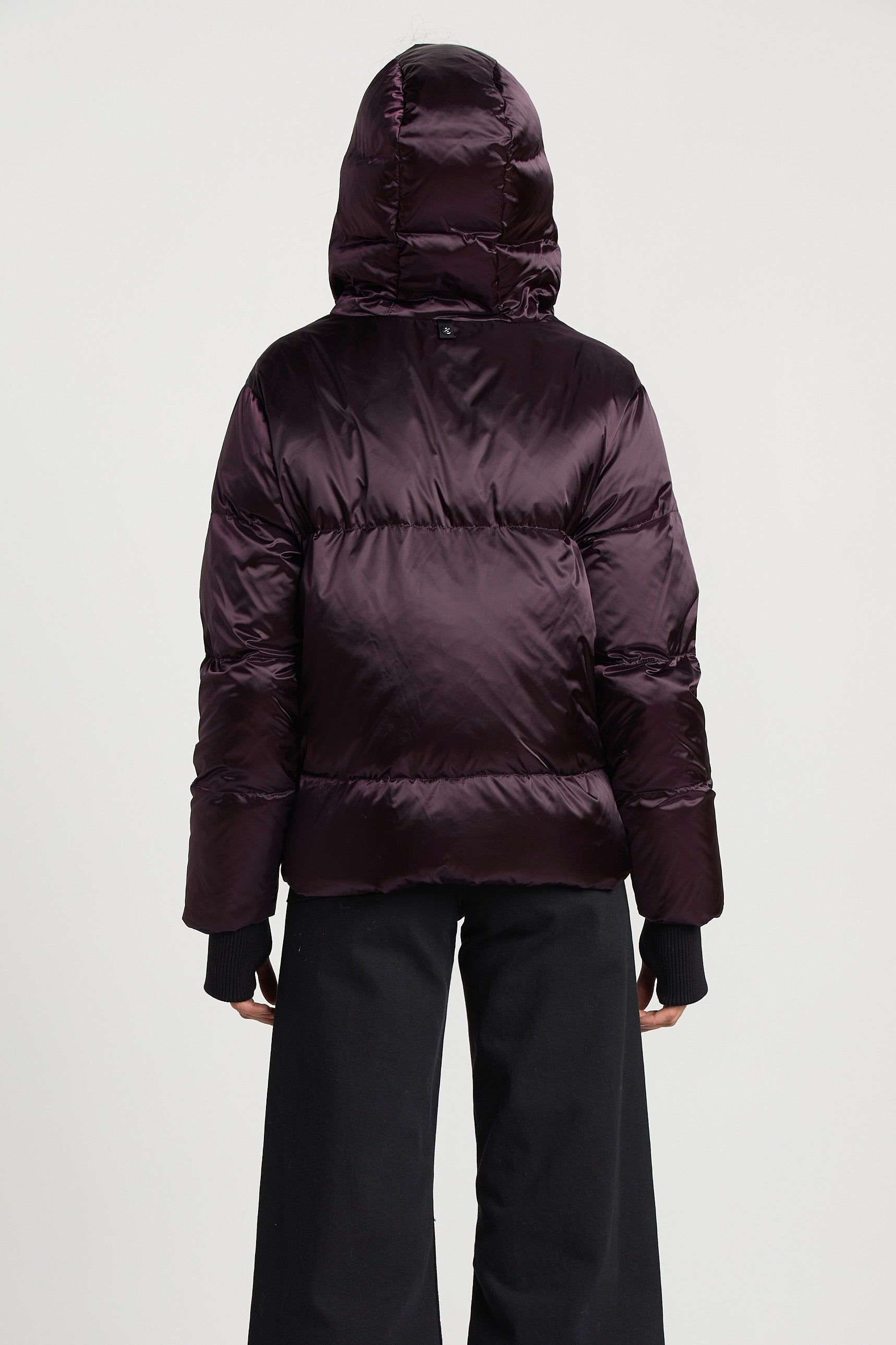 Manteau court en duvet avec capuchon & accent noir Pacific