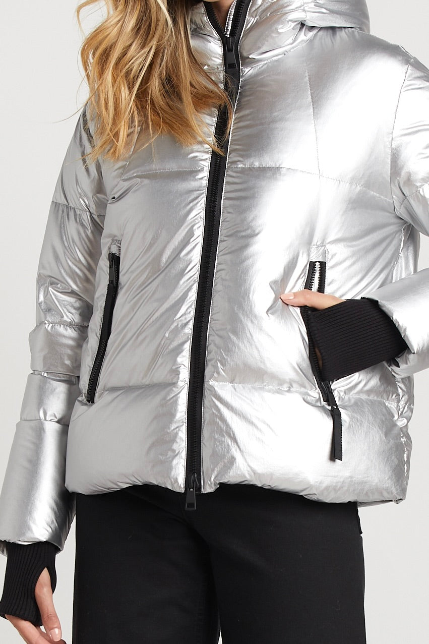 Pacific Short Hooded Down Jacket w/ Black Trim