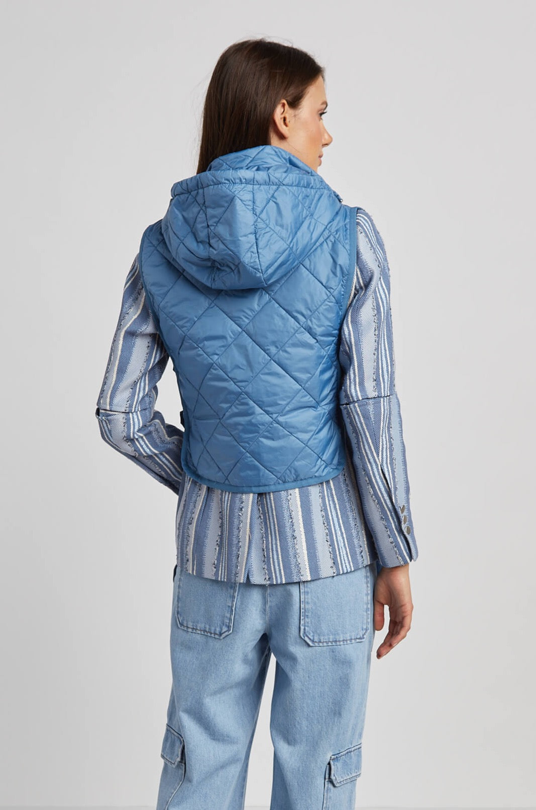 Romy quilted sleeveless vest w/ removable hood