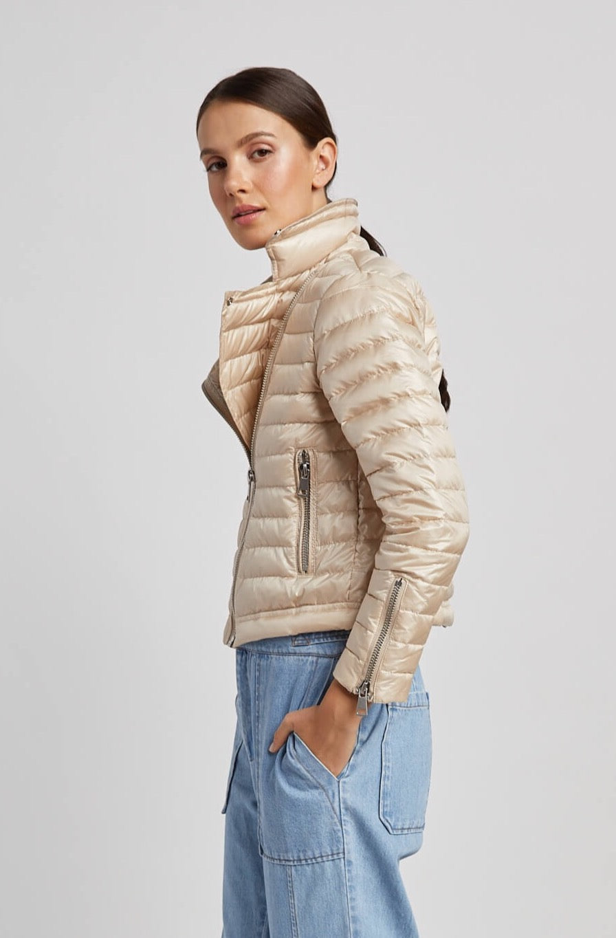 Roxane down filled moto jacket