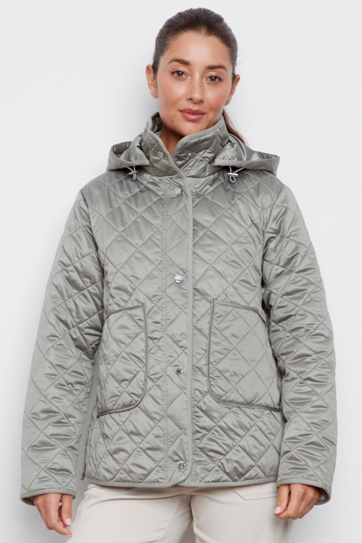 Shelby, quilted jacket with removable hood