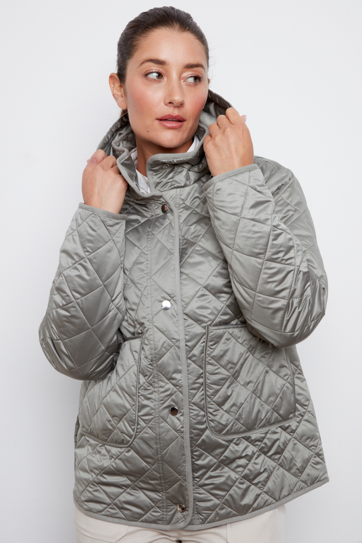 Shelby, quilted jacket with removable hood