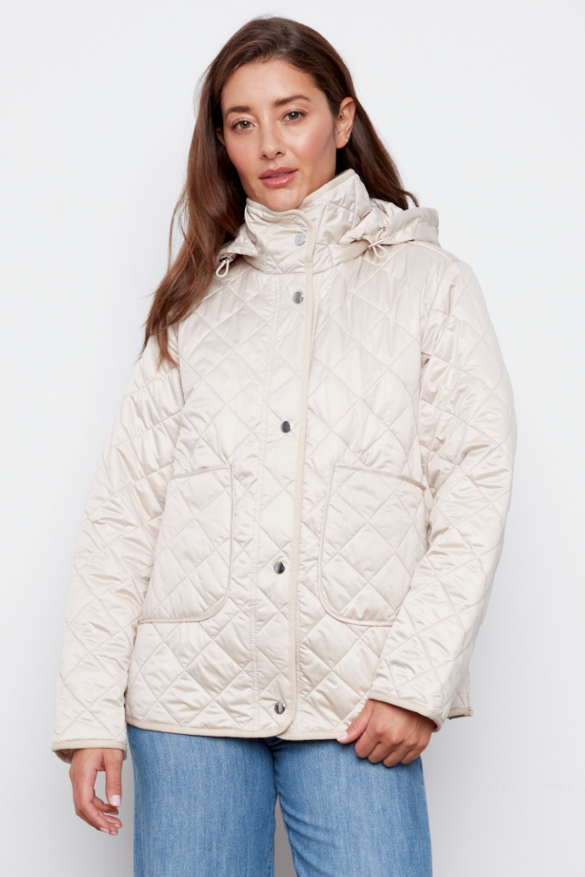 Shelby, quilted jacket with removable hood