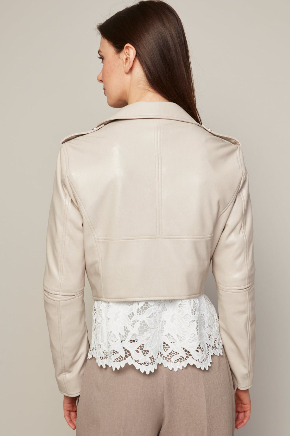Tyra stretch vegan leather biker jacket